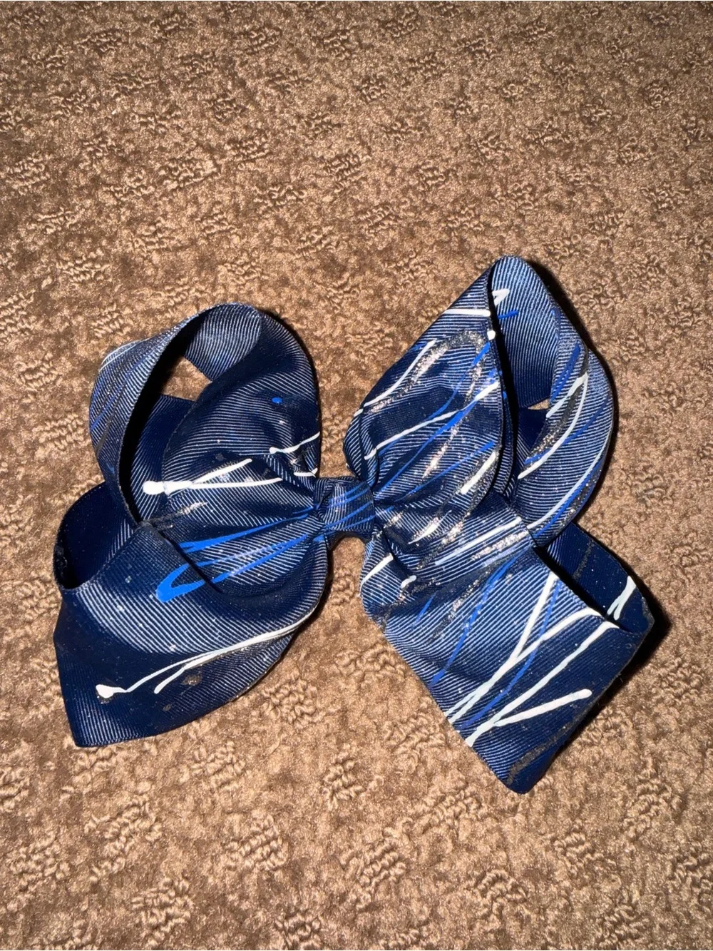 Blue Patterned Hair Bow for Girls